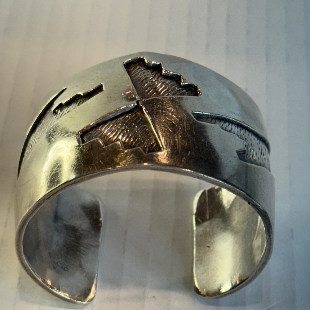 Vintage Sterling Silver Thunderbird Cuff–Bold Tribal Southwest Warrior Statement